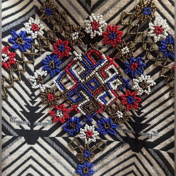 Free People Dress Beaded Mini Boho Chic Cocktail Embellished Geometric Sz M - Picture 6 of 6